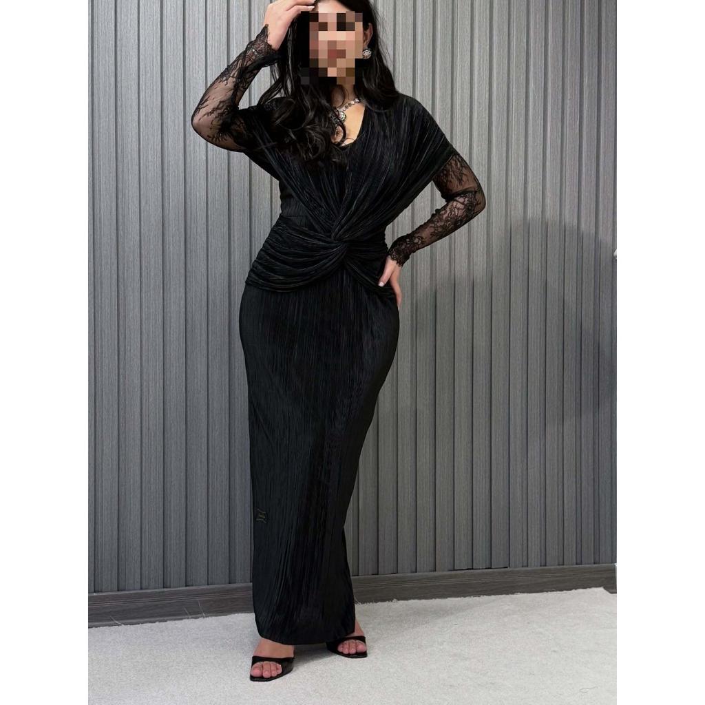 Fall Winter Women's Sexy Bodycon Lace Evening Dress for Party, European & American Style Evening Gown for Crossborder
