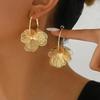 Women's Golden Vintage Double-Layer Hollow Flower Hoop Earrings for Daily Wear - Perfect Jewelry Gift