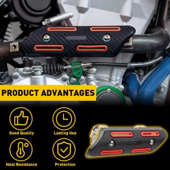 Exhaust Muffler Pipe Heat Shield Cover Guard Heel Universal Black Motorcycle Red