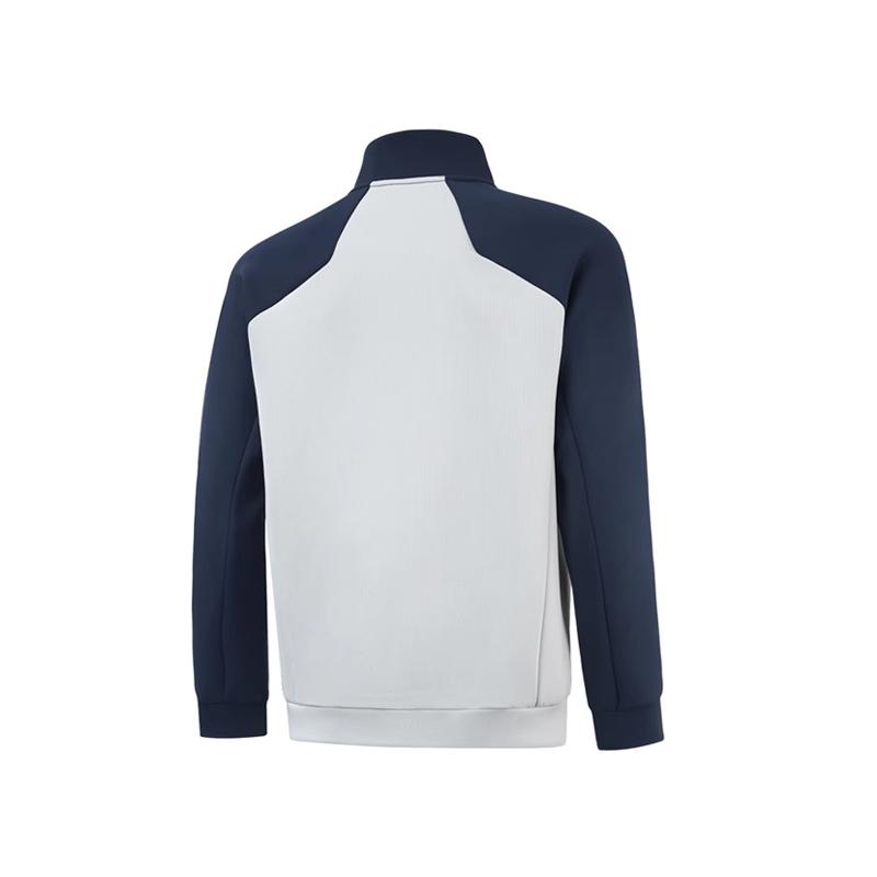 Li Ning Fashion Color Block Design Casual Comfortable Versatile Stand Collar Cardigan Sweatshirt Men Sweatshirt AWDVA85-1