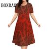 Summer Flowers Women Casual Fashion Plus Size Round Neck Loose Dress
