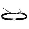 Handmade Adjustable Black Rope Bracelet with Zinc Alloy and Silver Heart 26 Letter Charm