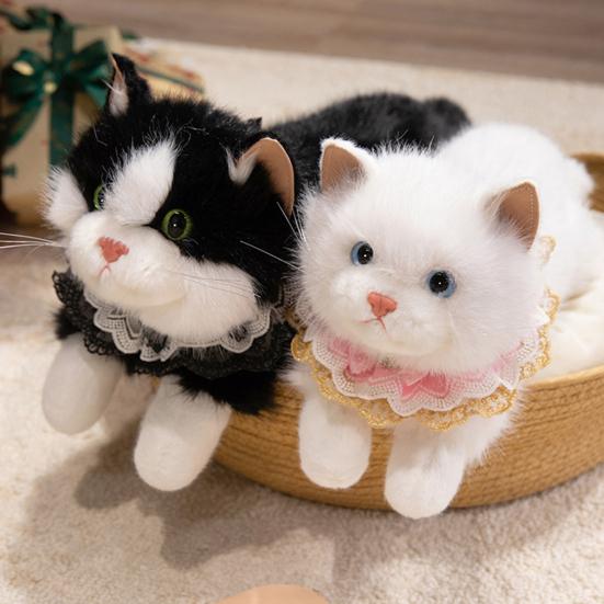 Brinquedo de Pelúcia Gato Siamês Realista com Som Animal de Pelúcia Macio Gatinho Companheiro Realista para Abraçar Presente de Aniversário para Crianças Amantes de Gatos