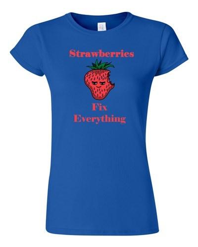 Junior Strawberries Fix Everything Fruits Sweet Dessert DT Novelty T-Shirt Tee Unisex T-Shirt XXXXL