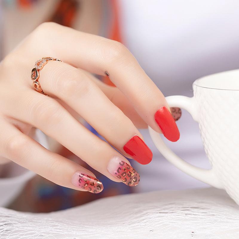 Red Leopard Print Nail Stickers, 16-finger Fairy Waterproof Nail Polish Stickers, Nail Polish Film Nail Polish Stickers