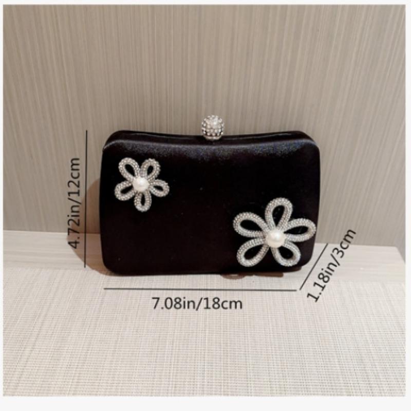 Luxury Women Wedding Evening Bags Elegant Ladies Floral Diamond Handbags Fashion Party Shoulder Bags Glitter Shiny Square Bags