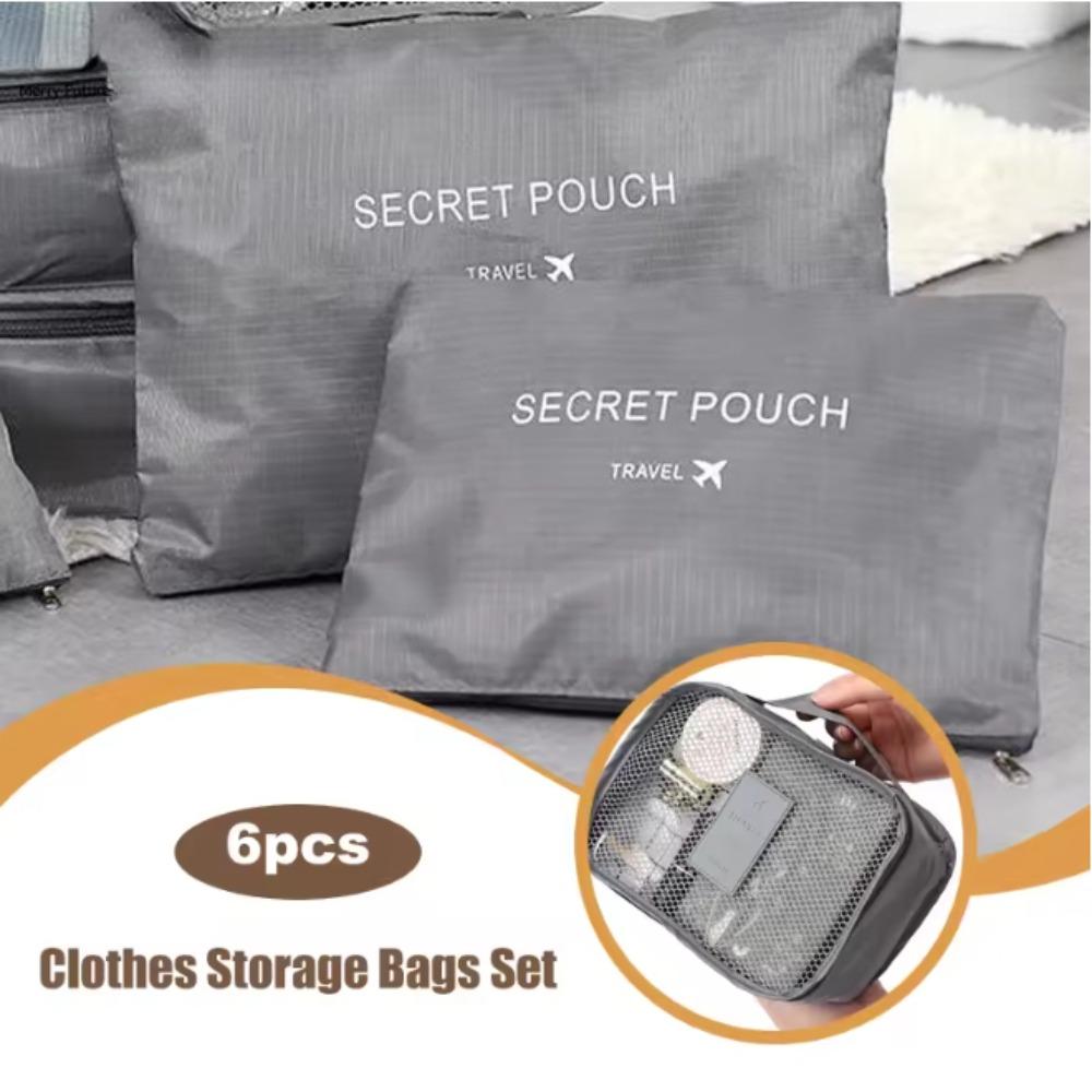 6-piece/set Travel Storage Bag Portable Large Capacity Waterproof Luggage Compartment Clothing Underwear Storage Bag with Zipper