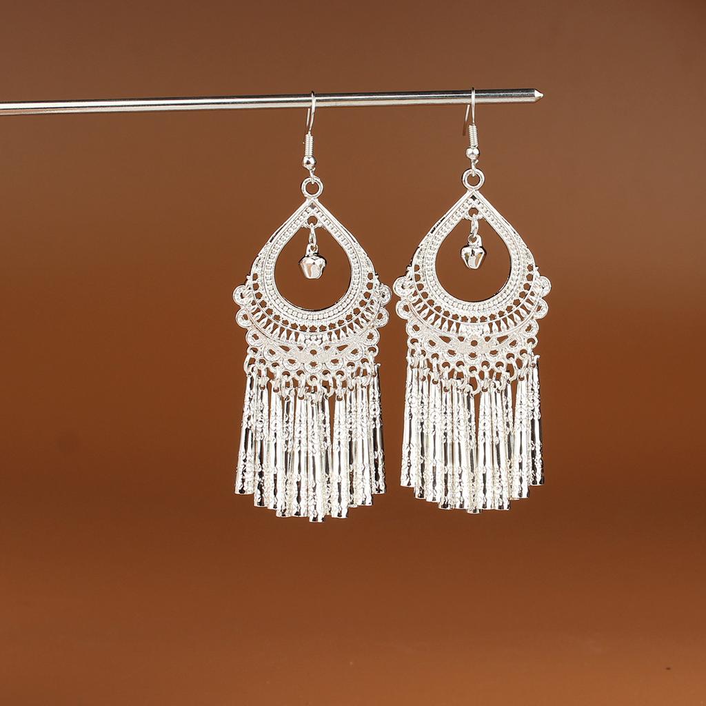 Turquoise Earrings Bohemian Drop Ear Earrings with Tassels, Geometric Alloy, Retro Style, Boastful Ear Accessories