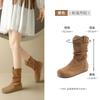 Short Boots Women's New Winter Velvet Retro Stacked Martin Boots Maillard Western Cowboy Boots
