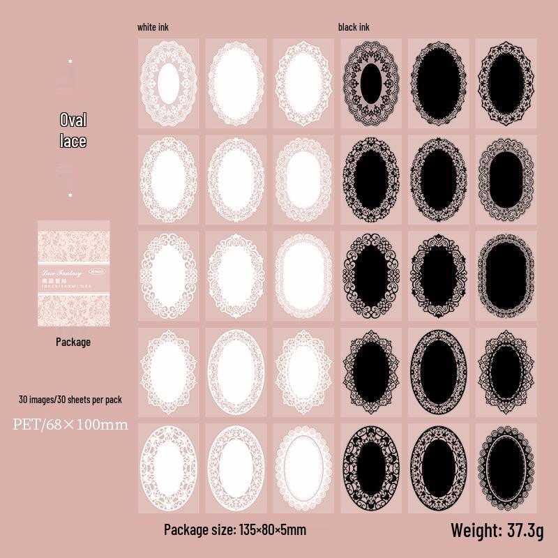 Beautiful Day Lace Fantasy Sticker Book: Retro Journal Decor with 6 Designs