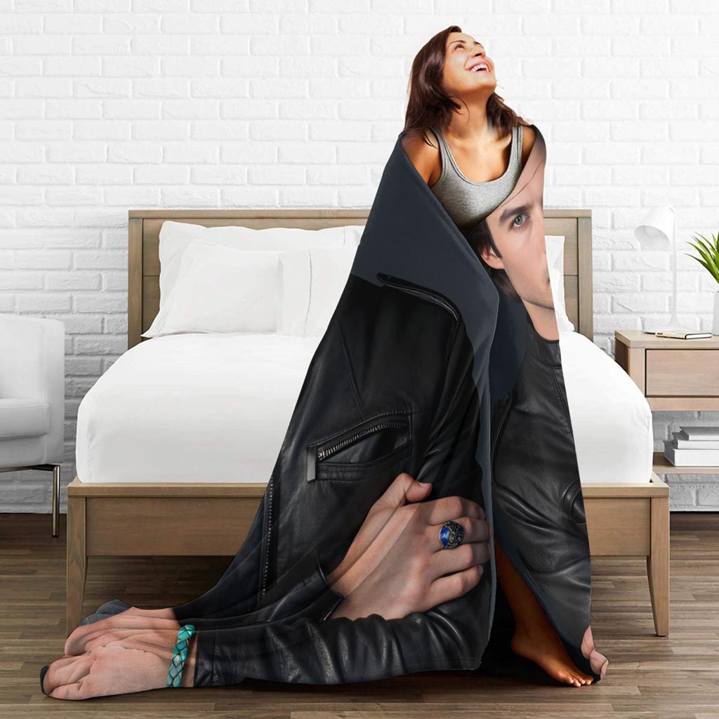 Damon Salvatore The Vampire Diaries Blanket Soft Warm Comfortable Plush Throw Living Room Flannel Bedspread Bed Cover