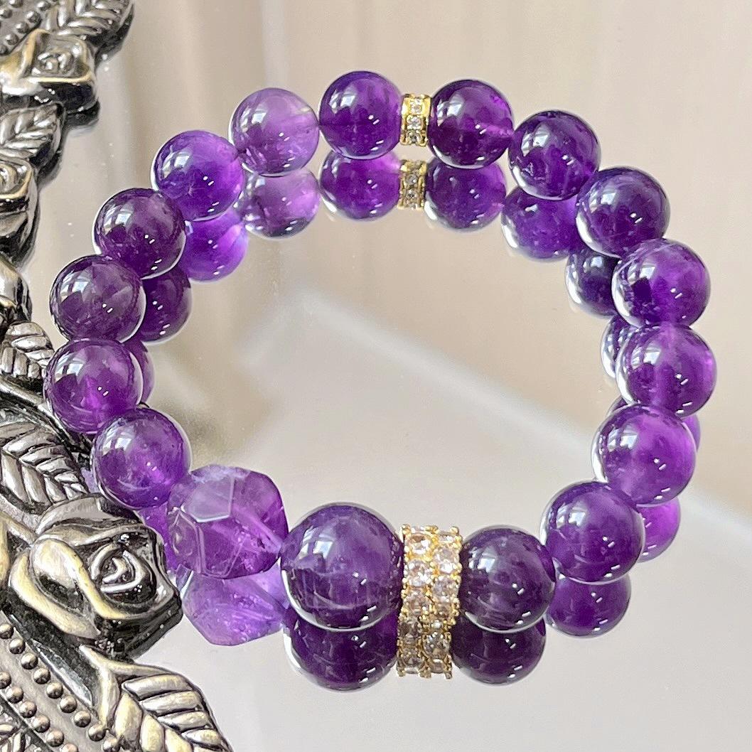 10Mm Autumn And Winter Natural Amethyst Design Sense Basic Commuter Bracelet Bracelet
