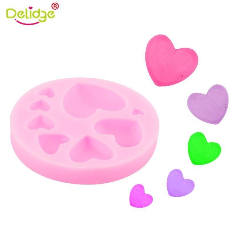 Loving Heart Shape Silicone Fondant Mold DIY Colorful Sweet Heart Candy Paste Cake Decorating Tool