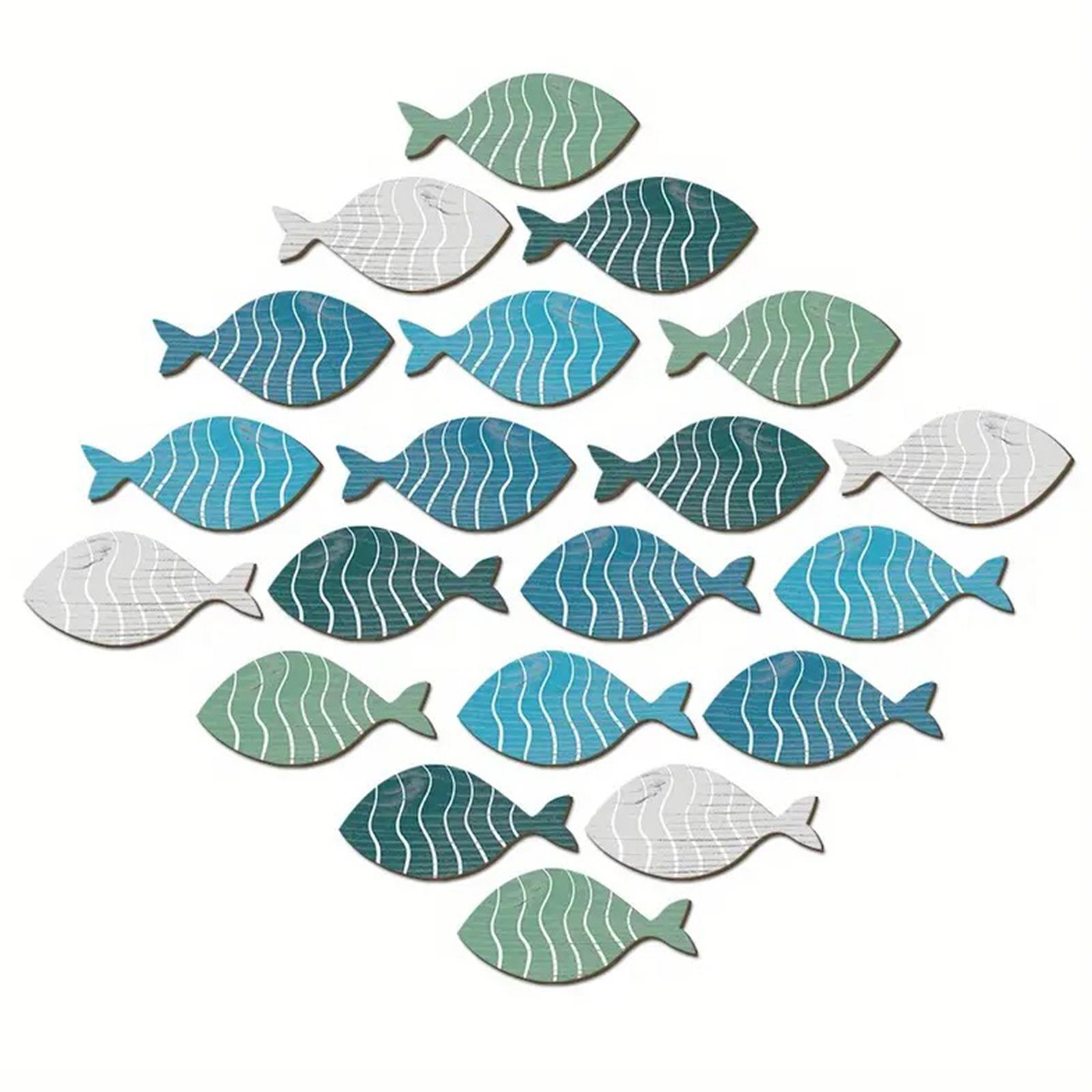

20Pcs Wooden Marine Fish Wall Accents Coastal Beach Seaside Theme Decoration for Living Spaces