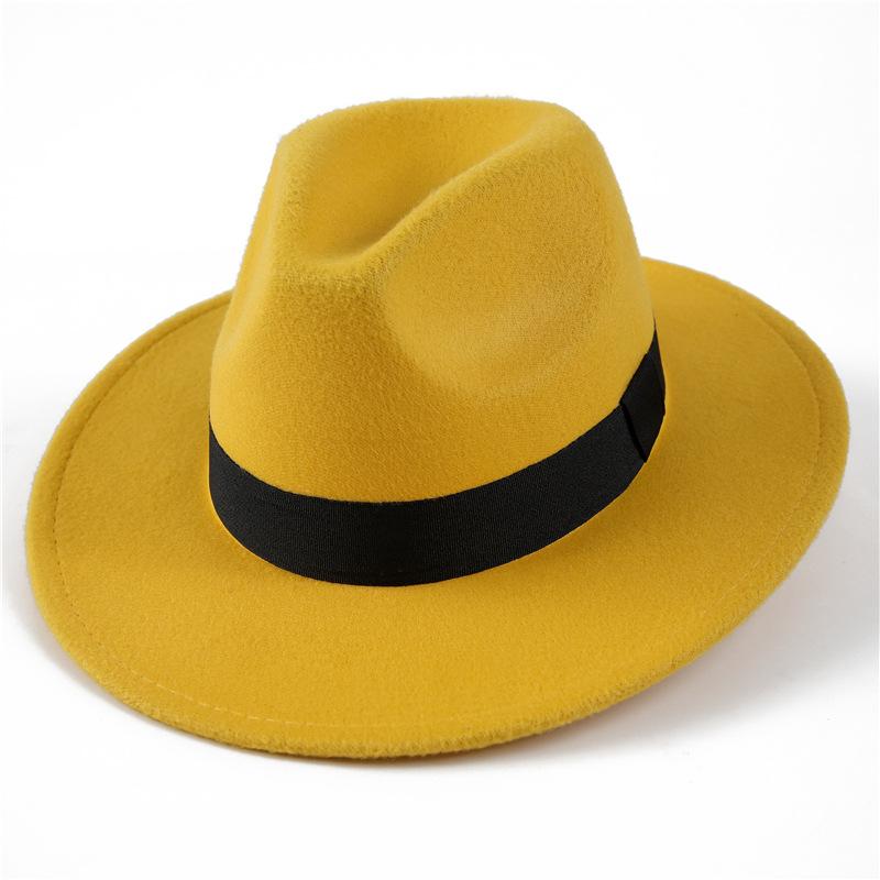 Autumn and winter woolen hat Shanghai beach retro black woolen hat gentleman's hat top hat British jazz hat
