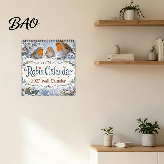 Academic Year Planner 2027 Bird Wall Calendar, 12-Month Monthly for Home Office Kitchen, Festival Event Practical Record Keeping Notebook with