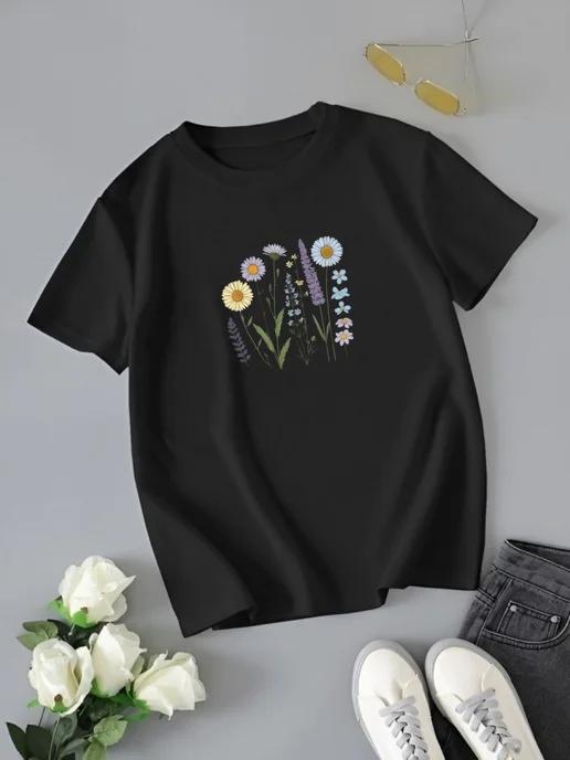 Oversized T-shirt with floral print L