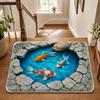 Mystic Koi Pond Floor Mat Flannel Rug Non Slip Absorbent Soft Washable for Entryway Hallway Bathroom Kitchen Decor