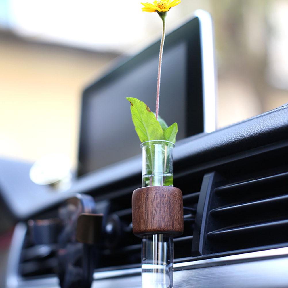 Creative Mini Car Flower Vase Clip Adjustable Car Vent Walnut Vent Glass And Dashboard Vase Decor Flower Car S3U9