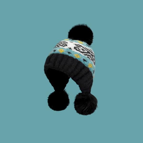 New Fair Island wind hairball knitted hat autumn and winter warm thickened ear protector wool hat retro travel versatile