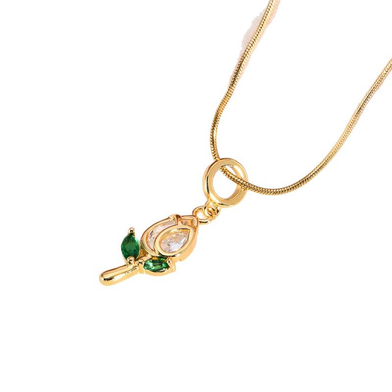 18k Gold Plated Copper Zircon Necklace: Fashionable, Non-Fading, Lightweight Clavicle Chain Jewelry