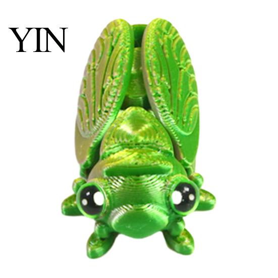 Desktop Insect Ornament 3D Printed Cicada Figurine, Realistic Model with Movable Shape Decor Joints, Stress Relief Fidget Toy for Kids Adults Colorful