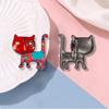 Cartoon Personality Painting Cat Brooch Alloy Drip Animal Brooch Small Pin Women's Clothing Accessories