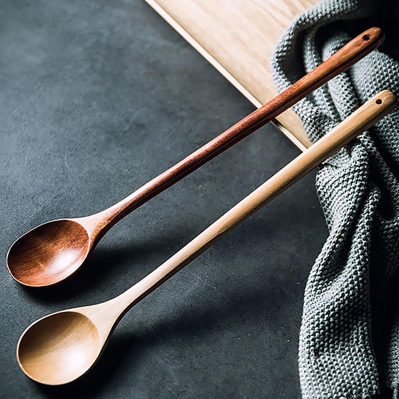 Długa drewniana łyżka do mieszania Drewniana łyżka z długą rączką Drewniana łyżka do mieszania i gotowania Drewniana przedłużona łyżka do gotowania