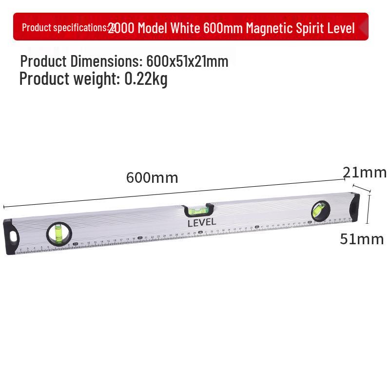 High-Precision Magnetic Spirit Level - Cast Aluminum, Strong Magnet, Multiple Specifications, Professional Measuring Tool for Home Use.