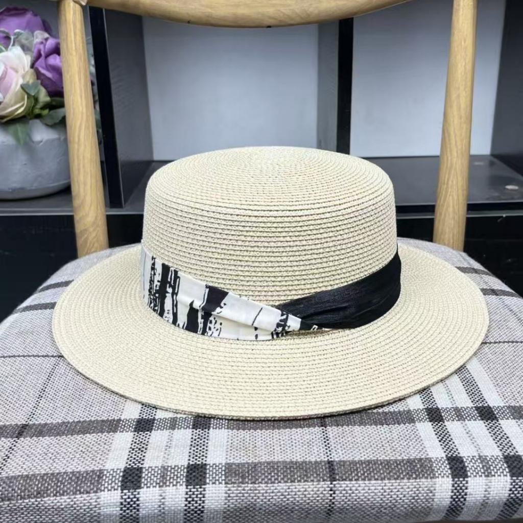 New Hat Men's Summer Tide Travel Vacation Beach Wide Edge Sun Protection Sun Shade Flat Top Top Hat Fashion Straw Hat Women