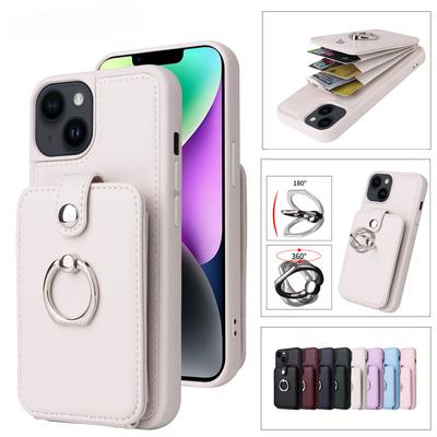 Ring Holder Wallet Leather Card Solt Phone Case for IPhone 16 Pro Max 15 Plus 14 13 12 11 XR XS 8 7 Protective Shockproof Cover