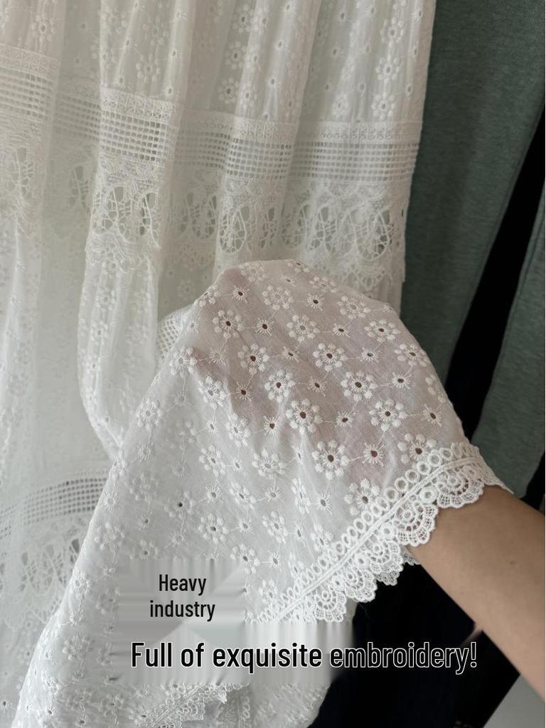 A-Linien Midi-Rock - Spitzenbestickt, Durchbrochenes Design, Frühling/Sommer Mode für Damen