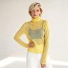 Women Sheer Turtleneck Sweater Semi Transparent Thin Lightweight Long Sleeve Solid Color Elegant Ladies Layering Knit Pullover