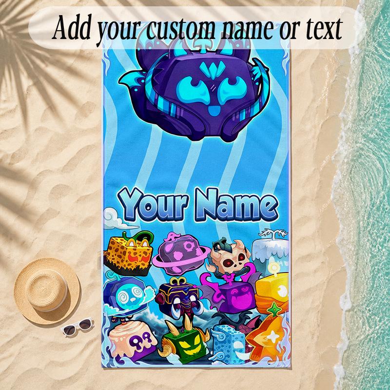 Beach TowelBlox Fruits Custom Name Text Personalized Soft Towel for Beach Pool Indoor Home Decor Gift