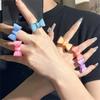 Cute Trendy Big Round Acrylic Resin Rings Sets for Women Geometric Colorful Finger Ring for Girls Party Korean Fashion Jewelry