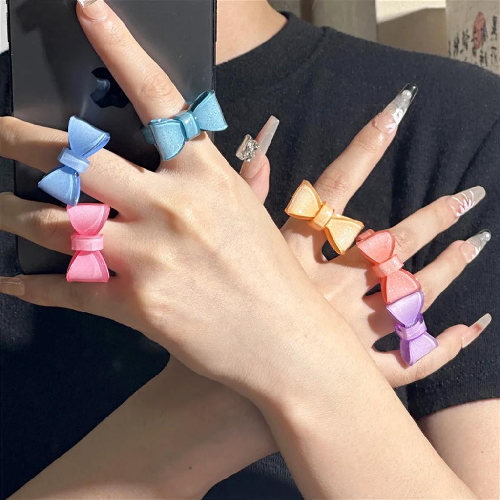 Cute Trendy Big Round Acrylic Resin Rings Sets for Women Geometric Colorful Finger Ring for Girls Party Korean Fashion Jewelry