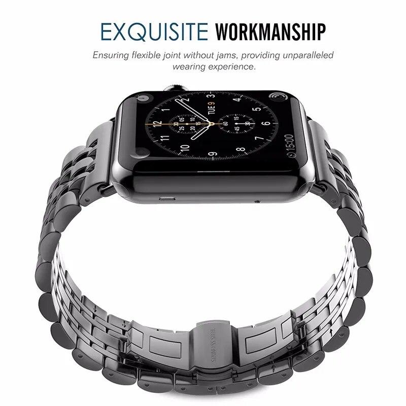 Stainless Steel Band For Apple Watch 7 8 45mm 41mm 44mm 40mm 42mm Ultra 49mm Strap Metal Link Bracelet Fit IWatch 6 SE 5 4 3 2
