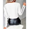 V-neck Long Sleeve Buttons Loose Women Blouse Spring Autumn Fashion Office Shirt Casual Color Patchwork Fashion Elegant Simple Streetwear Vintage Tops
