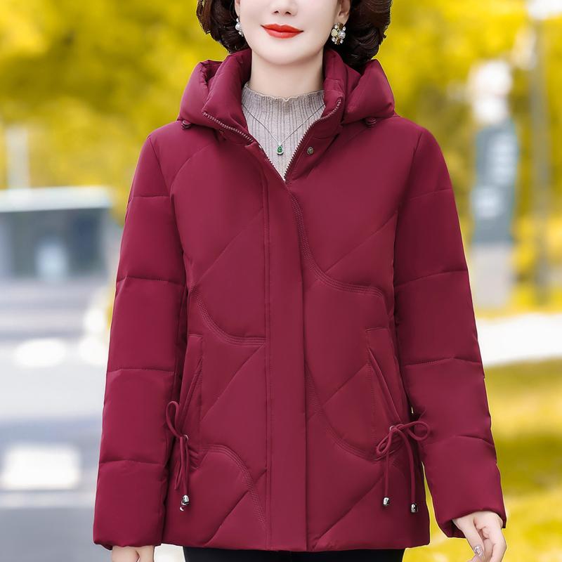 

Женские пуховики среднего возраста Зимние винтажные короткие парки с капюшоном больших размеров Элегантные свободные толстые теплые пуховики Женская верхняя одежда 4XL красный
