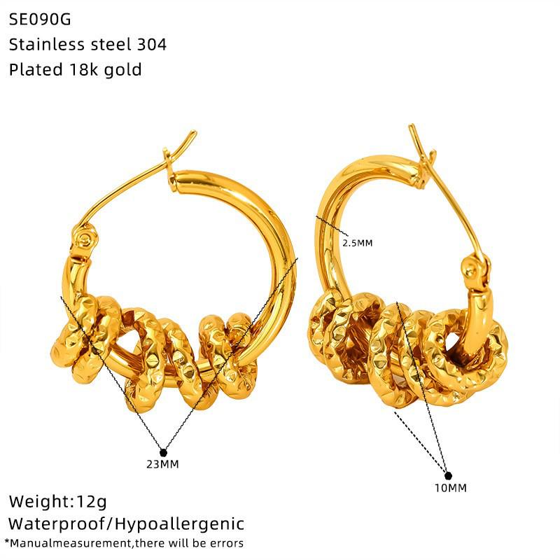 European & American Minimalist Titanium Steel Gold Wrap-Around Earrings - Women's Ins Style, Light Luxury Versatile Design