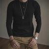 Men's Slim Fit Khaki Henley: 320g Cotton, Long Sleeve, Retro Style for Autumn