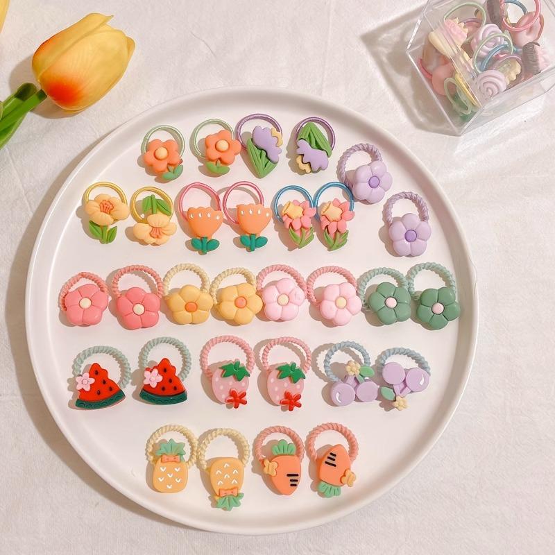10-30PCS/Set, Cute Cartoon Animals, Hair Bands, Girls, Elastic Rubber Band, Headwear, Hair Accessories