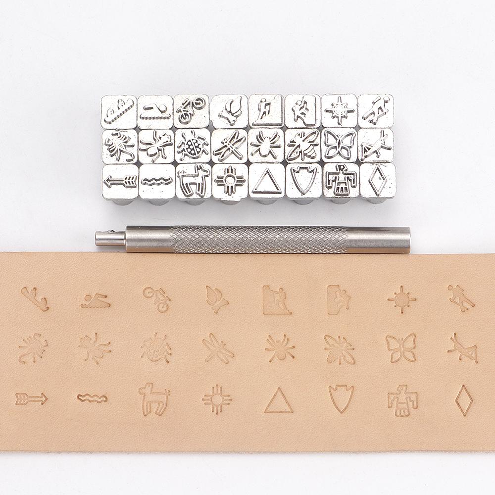 1set Leather Artical Craft Stamping Tool, Fancy Shaped Flowers & Animals & Abstract Shaped Sculpture Punching Engrave Tool