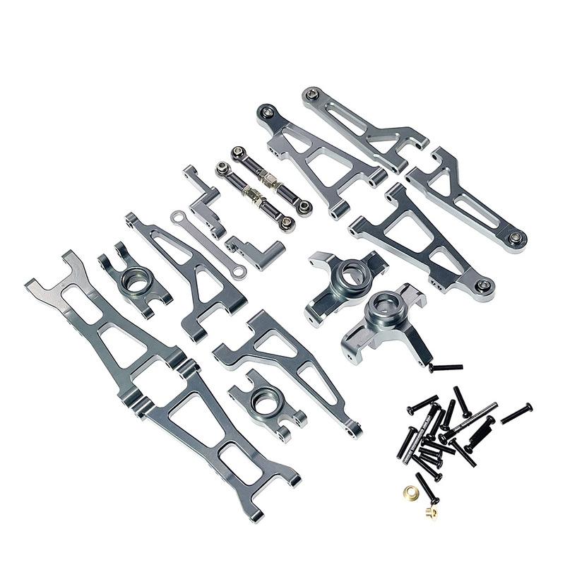 For MJX Hyper Go 1/16 16207 16208 16209 16210 H16 Metal Front Lower Arms Upgrade Swimg Arm Steering Linkage Block Kit Rear Hubs