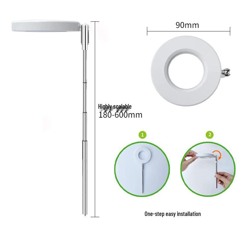 USB Angel Ring Plant Grow Light with Timer and Dimming, Telescopic Pole for Full Spectrum Succulent and Green Plant Supplement