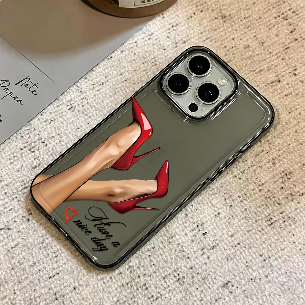 Red High Heels And Legs Phone Case For Iphone 16 Pro Max 17 Air 16 15 Pro 14 13 12 11 14 Plus Shockproof Silicone Funda Cover