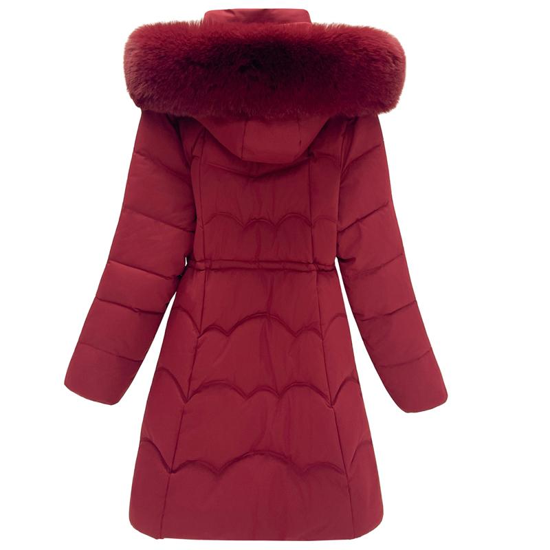 Mode Winterjacken Damen Lange Parkas Kapuze Kunstfellkragen Locker Dick Warm Damenmäntel