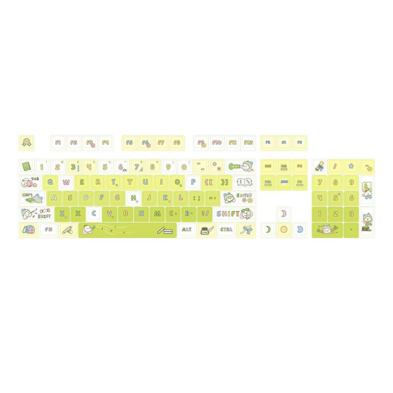PBT Five-Sided Dye-Sublimation Cute Cartoon Keycap Set for Mechanical Keyboards