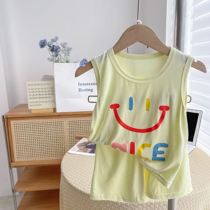 Children's Vest Set Summer Thin Sleeveless Shorts Two-piece Set Cool and Breathable T-shirt Soft Waxy Children's Clothing