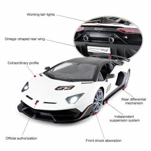 RASTAR 1/14 Scale Lamborghini Aventador SVJ Radio Control Car, RC Model Car with Illuminating Headlights and Taillights, White, 2.4GHz